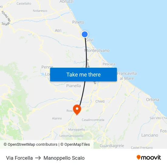 Via Forcella to Manoppello Scalo map