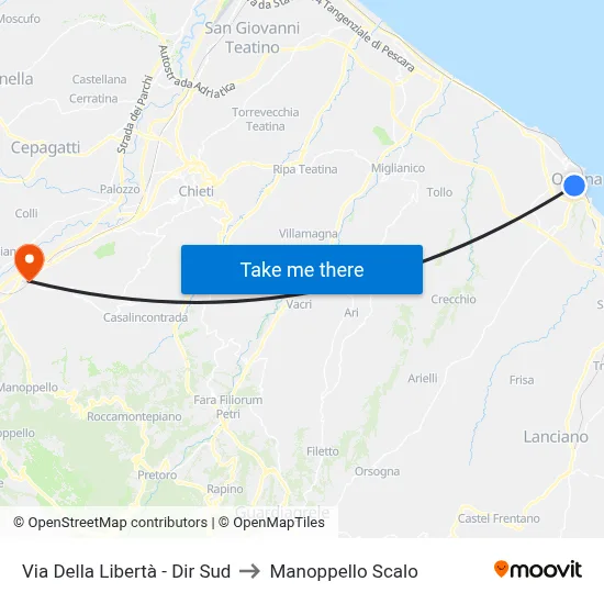 Liberty Street - South Direction to Manoppello Station map