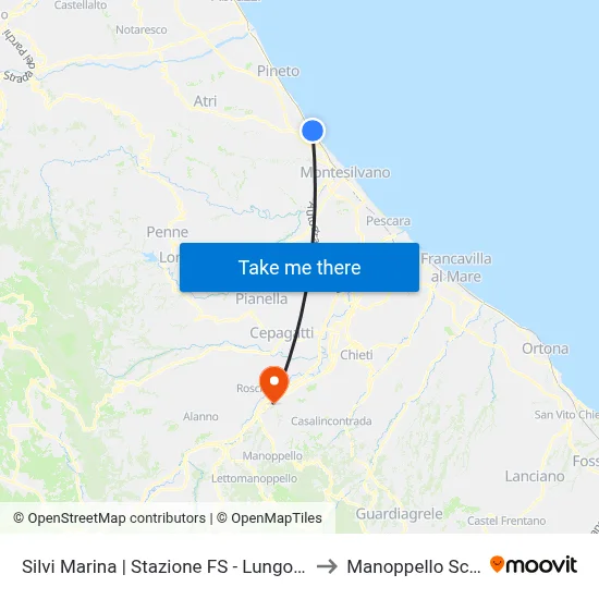 Silvi Marina | Stazione FS - Lungomare to Manoppello Station map