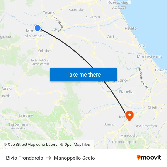 Bivio Frondarola to Manoppello Scalo map