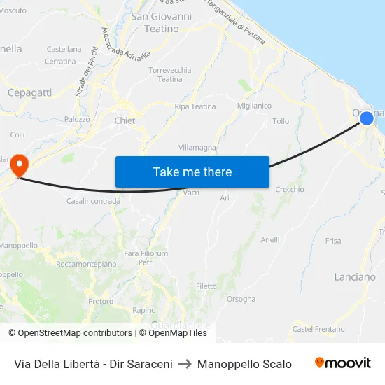 Liberty Street - Saraceni Direction to Manoppello Station map