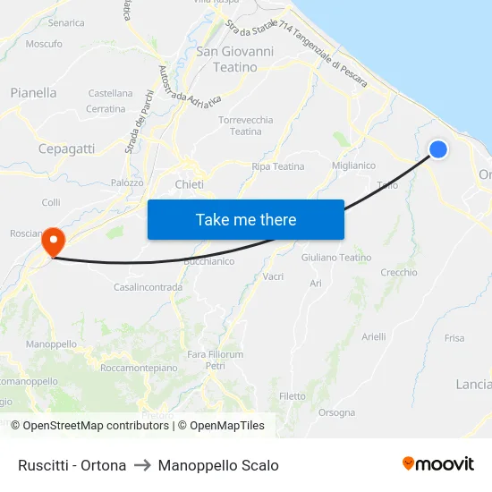 Ruscitti - Ortona to Manoppello Scalo map