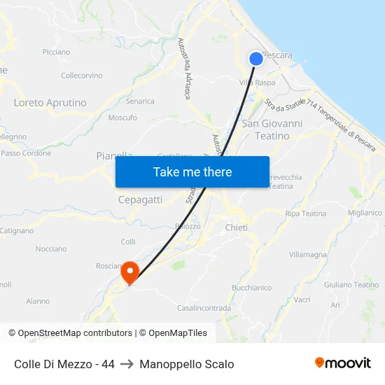 Colle Di Mezzo - 44 to Manoppello Station map