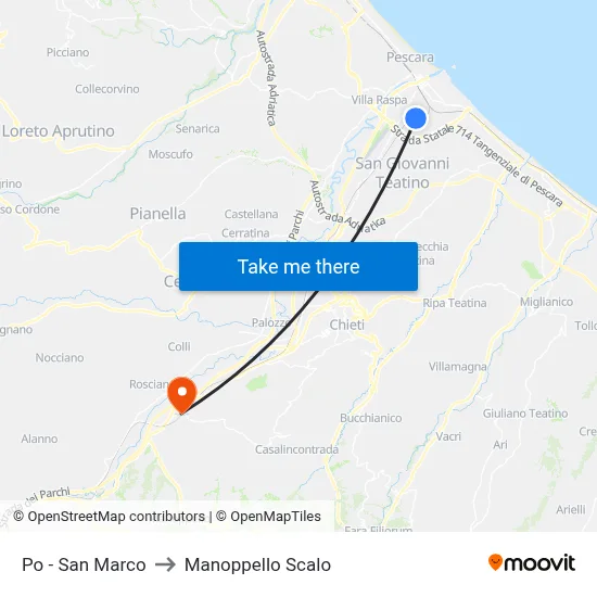 Po - San Marco to Manoppello Station map