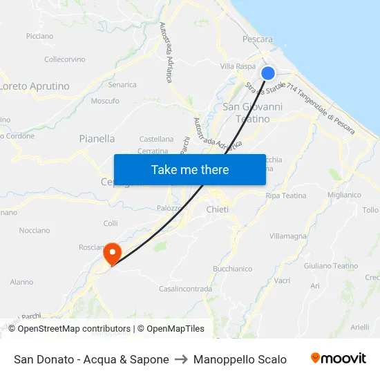 San Donato - Acqua & Sapone to Manoppello Scalo map