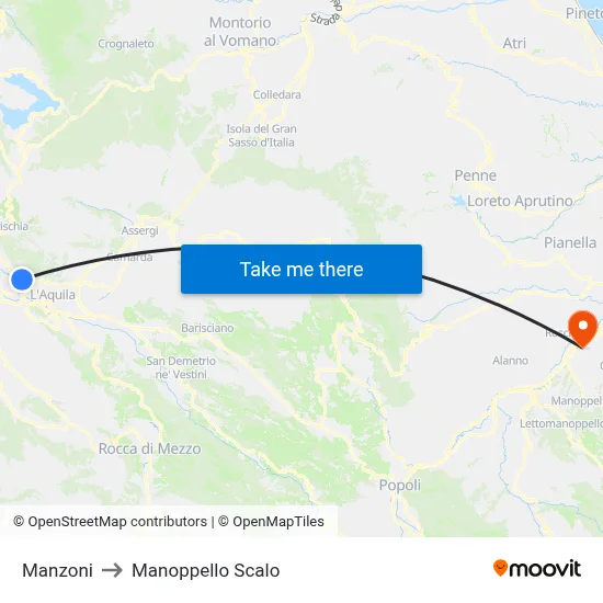 Manzoni to Manoppello Station map