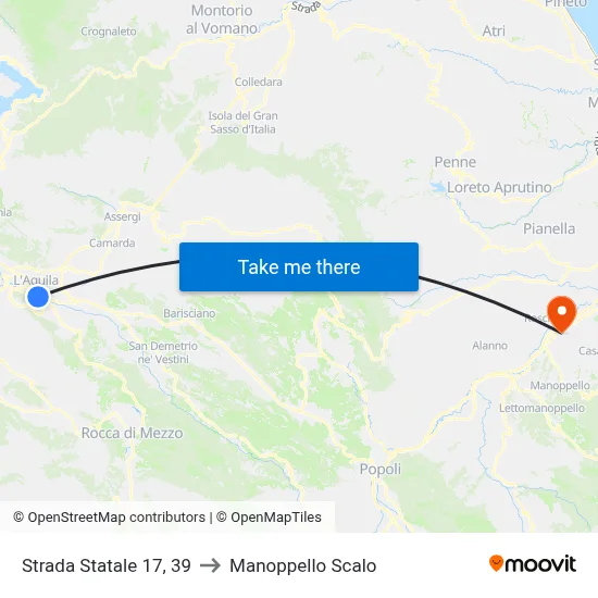 Strada Statale 17, 39 to Manoppello Scalo map