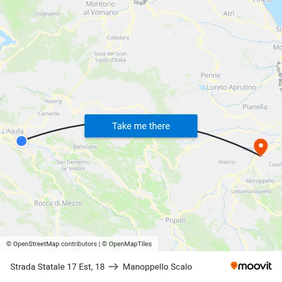 Strada Statale 17 Est, 18 to Manoppello Scalo map