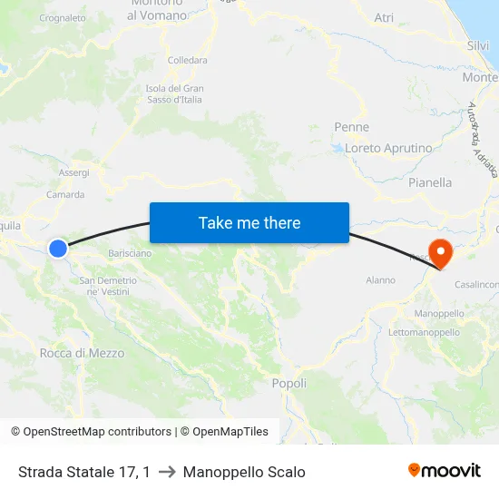 State Road 17, 1 to Manoppello Station map