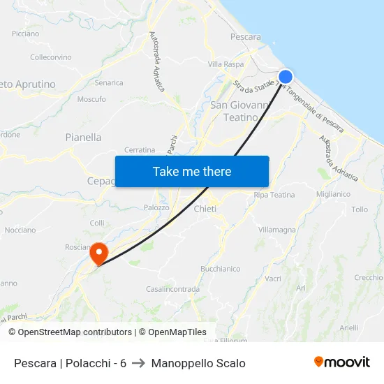 Pescara | Polacchi - 6 to Manoppello Station map