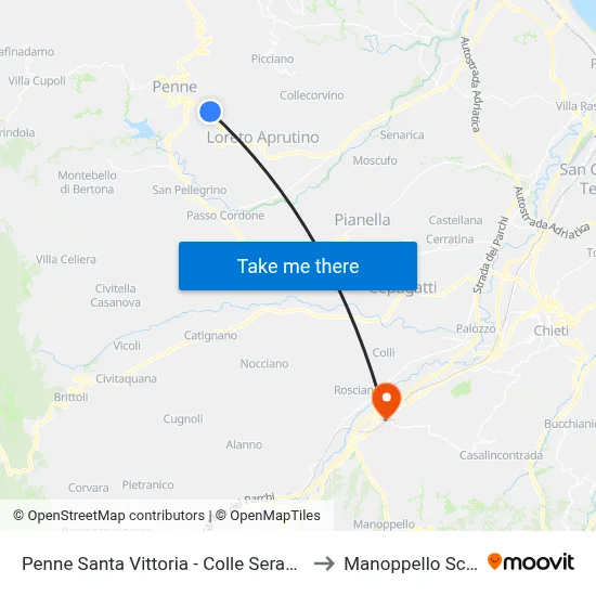Penne Santa Vittoria - Colle Serangelo to Manoppello Station map