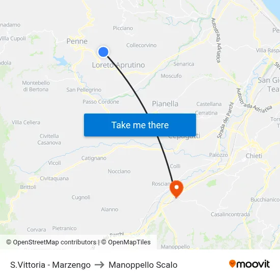 St. Victoria - Marzengo to Manoppello Station map