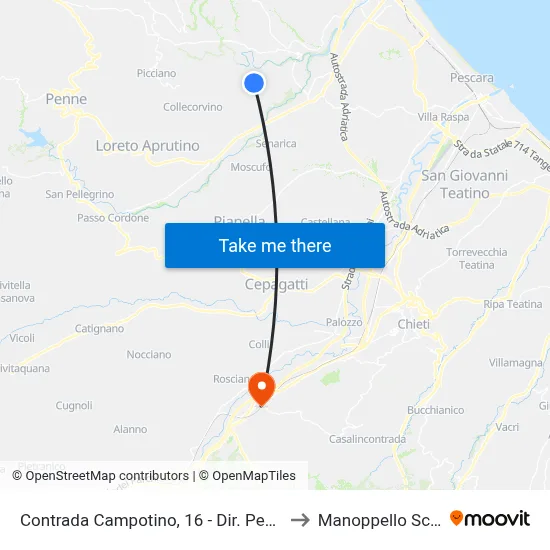 Campotino District, 16 - Pescara Direction to Manoppello Station map