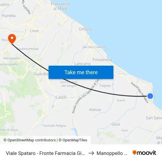 Spataro Avenue - Opposite Giovannelli Pharmacy to Manoppello Station map