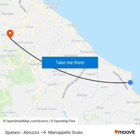 Spataro - Abruzzo to Manoppello Station map