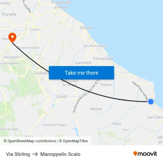 Stirling Street to Manoppello Station map
