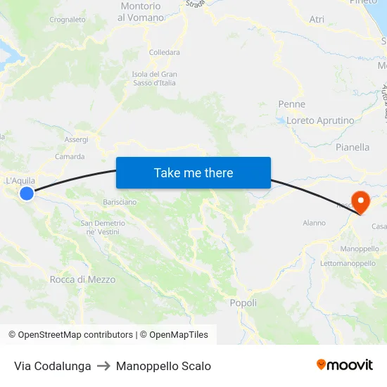 Via Codalunga to Manoppello Scalo map