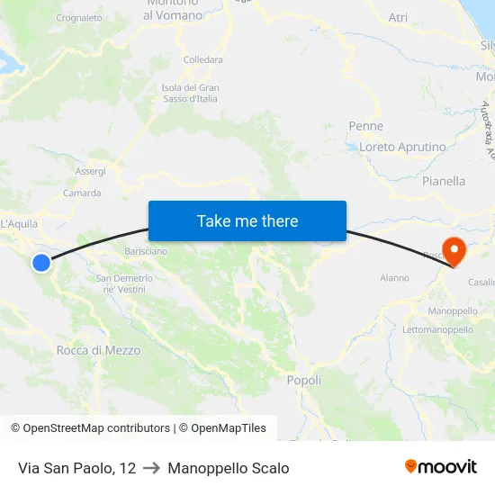 Via San Paolo, 12 to Manoppello Scalo map