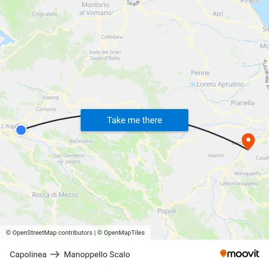 Capolinea to Manoppello Scalo map