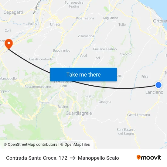 Contrada Santa Croce, 172 to Manoppello Scalo map
