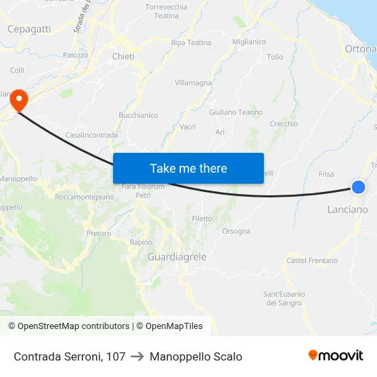 Contrada Serroni, 107 to Manoppello Scalo map