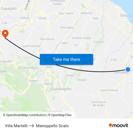 Villa Martelli to Manoppello Station map