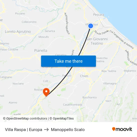 Villa Raspa | Europa to Manoppello Station map