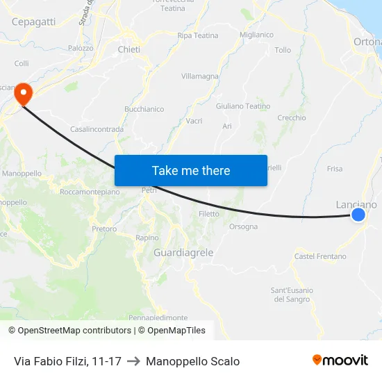 Fabio Filzi Street, 11-17 to Manoppello Station map
