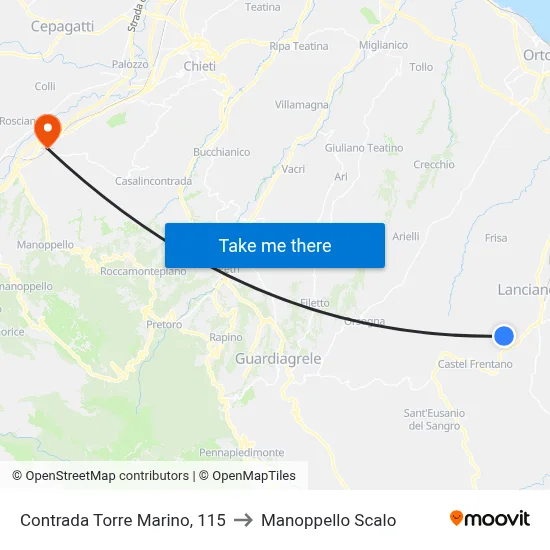 Contrada Torre Marino, 115 to Manoppello Scalo map