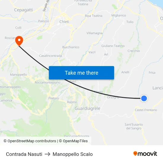 Contrada Nasuti to Manoppello Station map