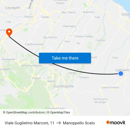 Viale Guglielmo Marconi, 11 to Manoppello Scalo map