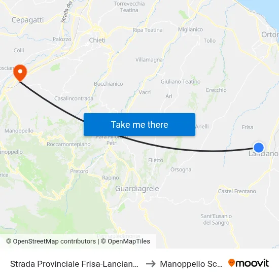 Provincial Road Frisa-Lanciano, 71 to Manoppello Station map