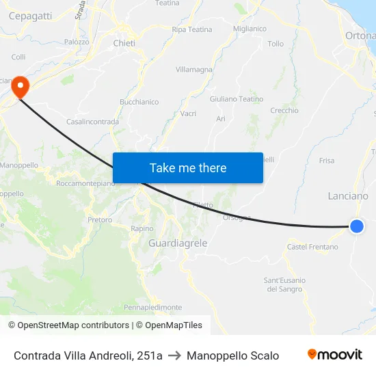 Contrada Villa Andreoli, 251a to Manoppello Scalo map