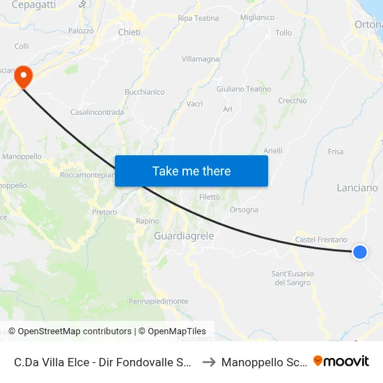 C.Da Villa Elce - Dir Fondovalle Sangro to Manoppello Scalo map