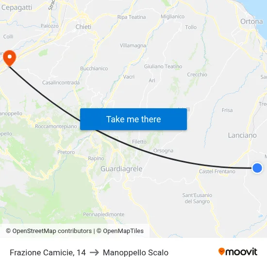 Camicie District, 14 to Manoppello Station map