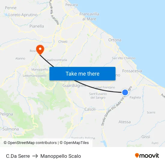 C.Da Serre to Manoppello Scalo map