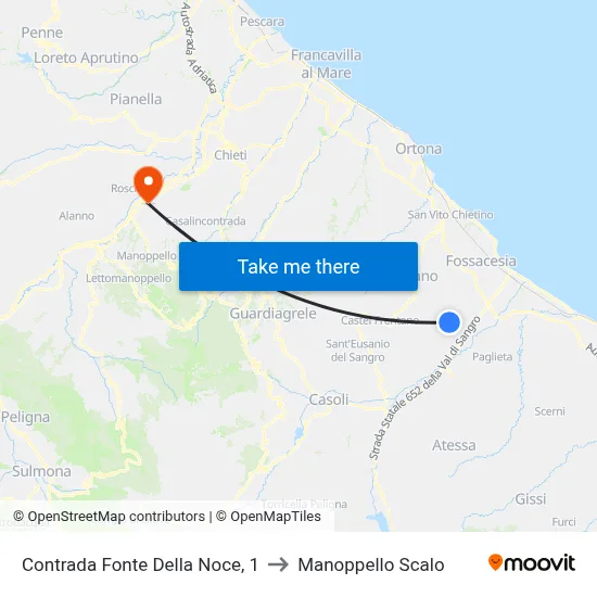 1 Fonte Della Noce District to Manoppello Station map