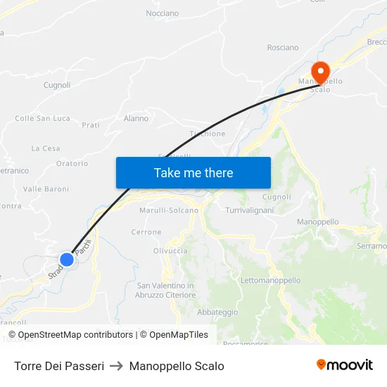 Torre Dei Passeri to Manoppello Scalo map