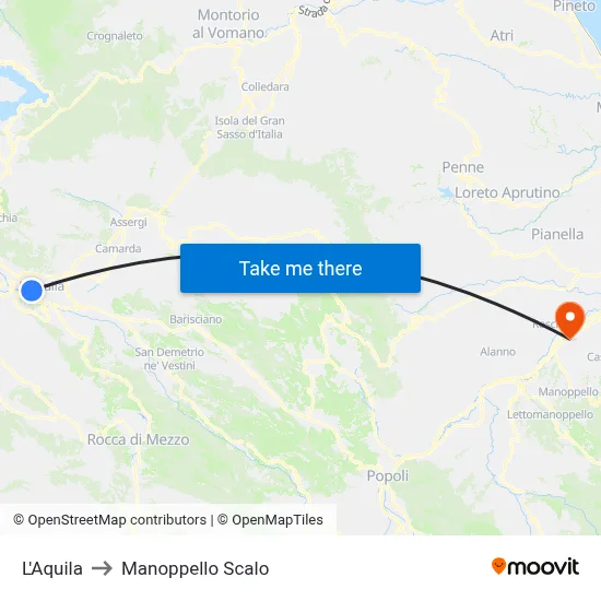 L'Aquila to Manoppello Station map
