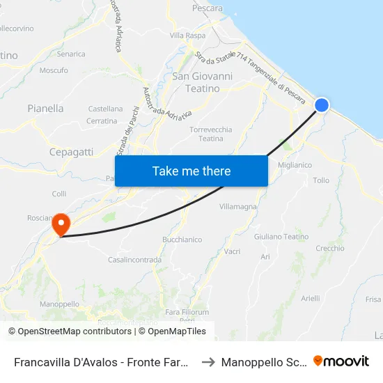 Francavilla D'Avalos - Fronte Farmacia to Manoppello Scalo map