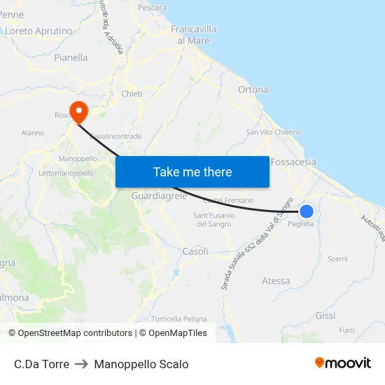 C.Da Torre to Manoppello Scalo map
