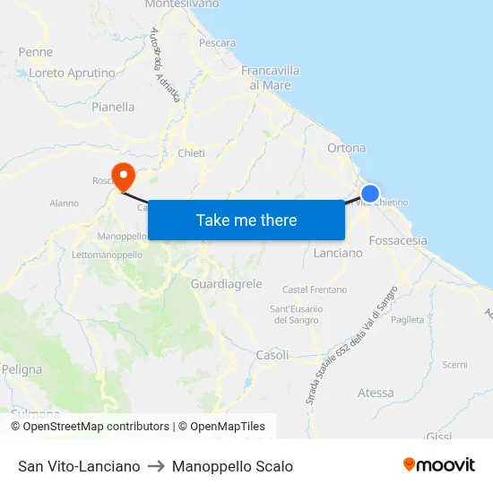 San Vito-Lanciano to Manoppello Scalo map