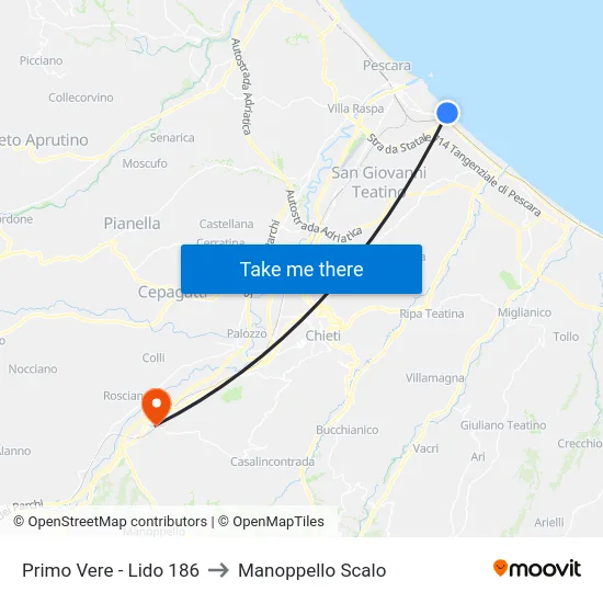 Primo Vere - Lido 186 to Manoppello Scalo map