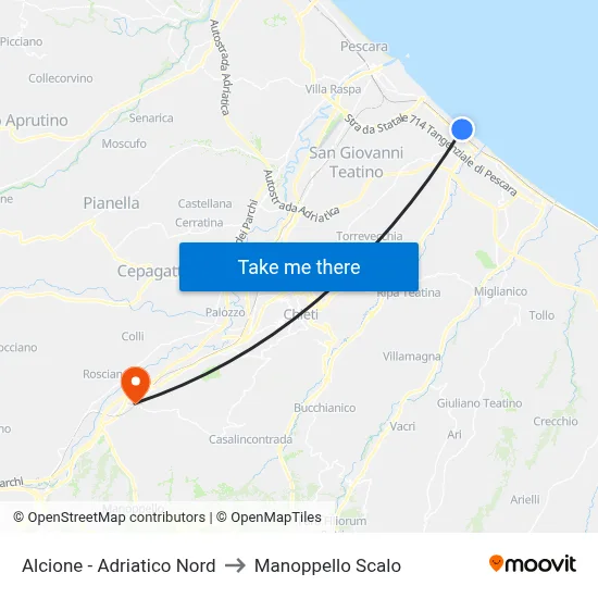 Alcione - North Adriatic to Manoppello Station map