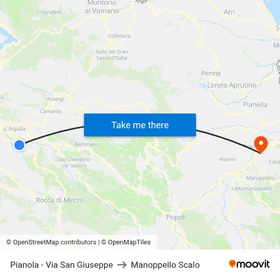Pianola - Via San Giuseppe to Manoppello Scalo map