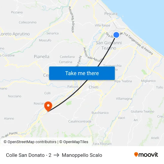 Colle San Donato - 2 to Manoppello Scalo map