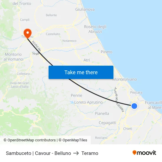 Sambuceto | Cavour - Belluno to Teramo map
