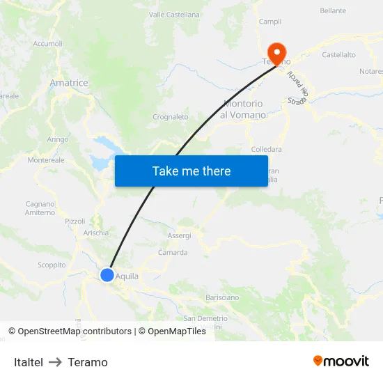 Italtel to Teramo map