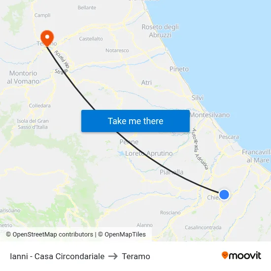 Ianni - Casa Circondariale to Teramo map