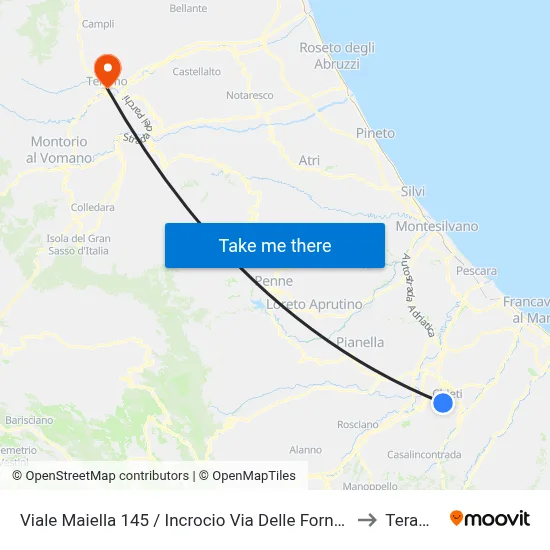 Viale Maiella 145 / Incrocio Via Delle Fornaci to Teramo map